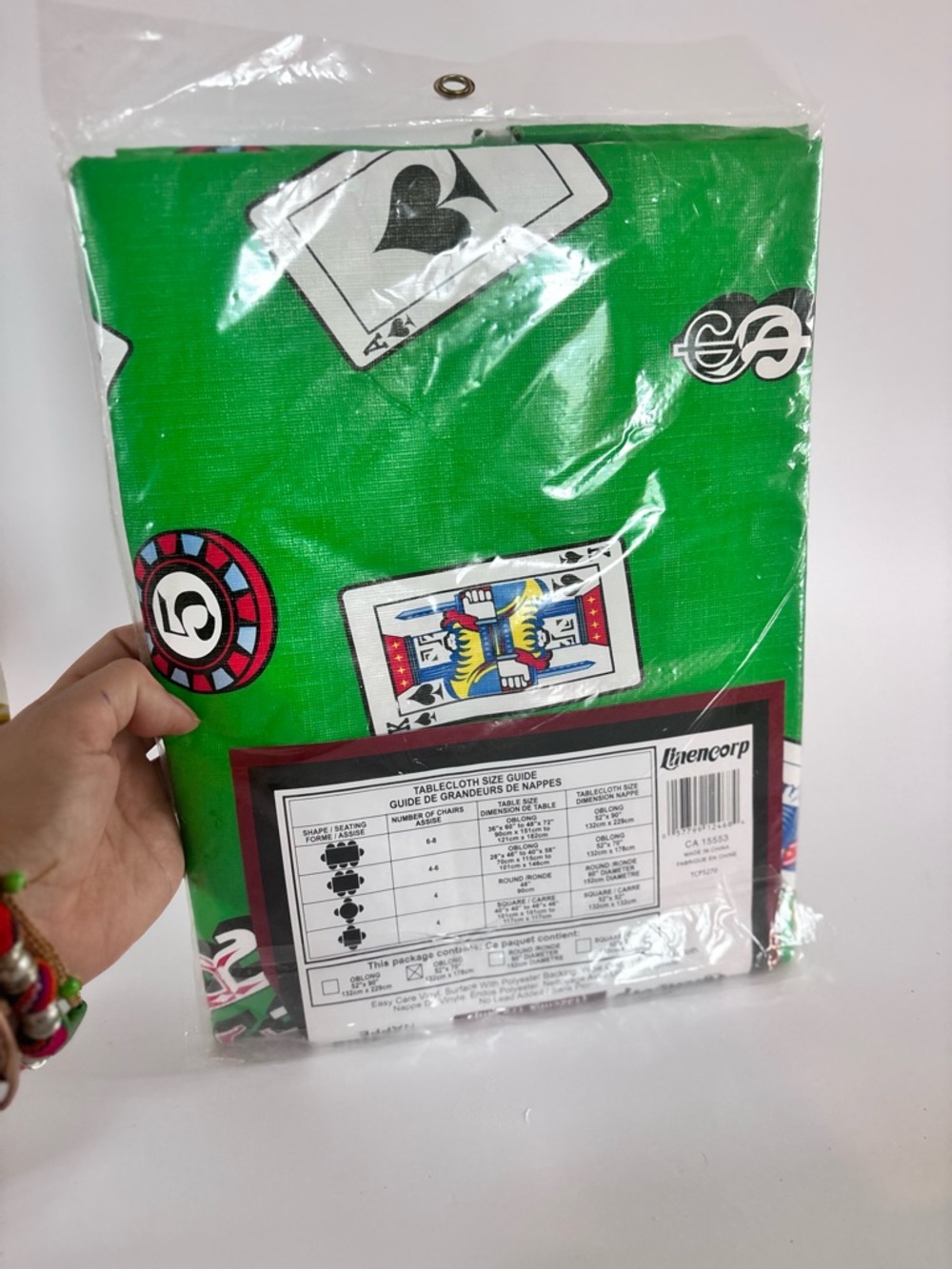 Vintage Playing Cards Tablecloth LinenCorp Poker Theme Green